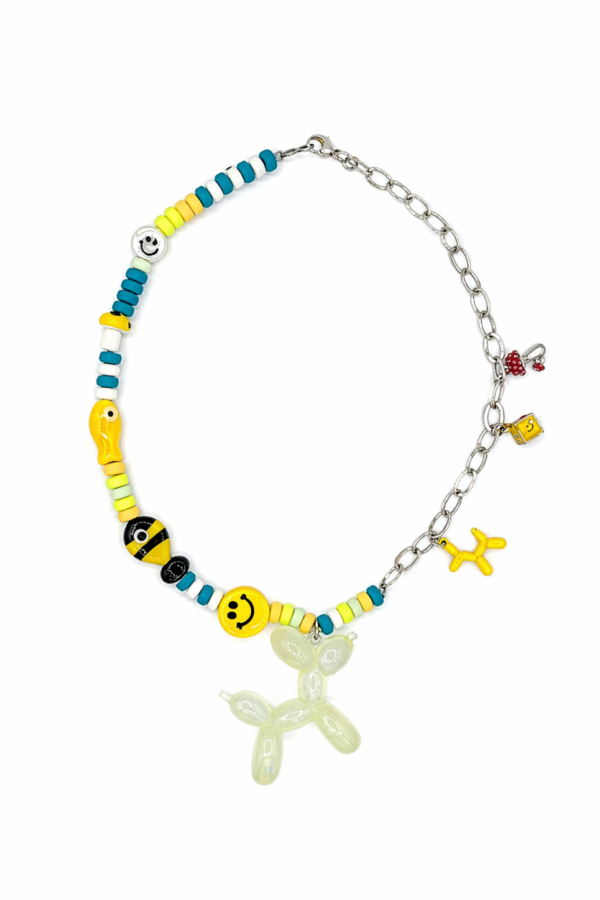 chunky balloon yellow dog necklace
