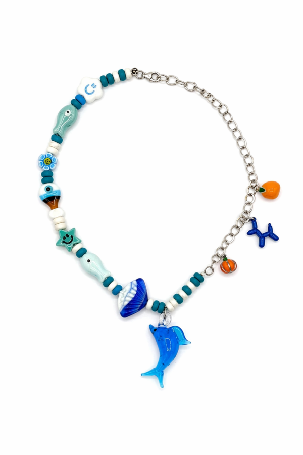 chunky blue dolphin necklace