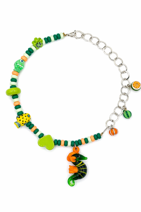 chunky green seahorse necklace