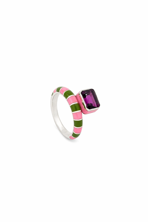 ring décalé rhodolite